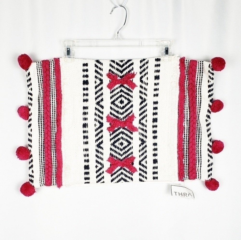 THRO boho pom pom pillowcase NWT
